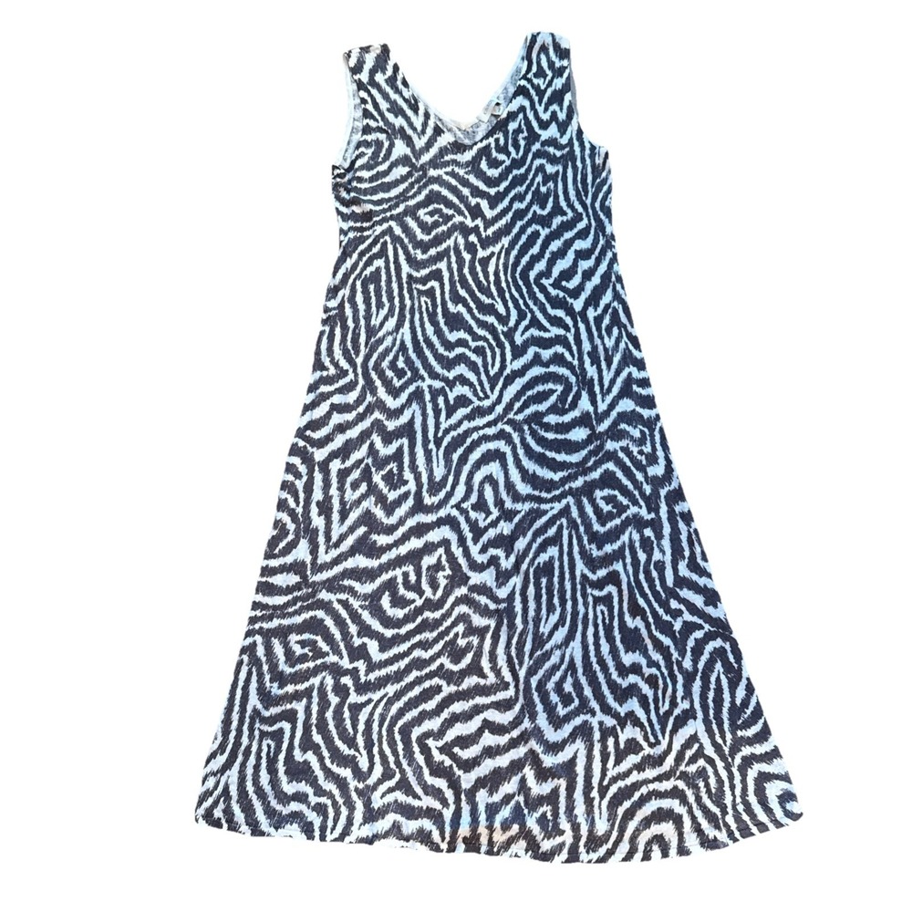 Kinross Women's Linen Sheath Sleeveless Dress gray Abstract‎ Sz M